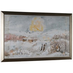 Iarna cu soare dublu IV - pictură în ulei pe pânză, artist Octavian Cosman